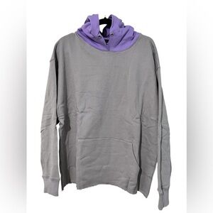 Homme‎ femme hoodie sweater sweatshirt gray purple 100% cotton size large